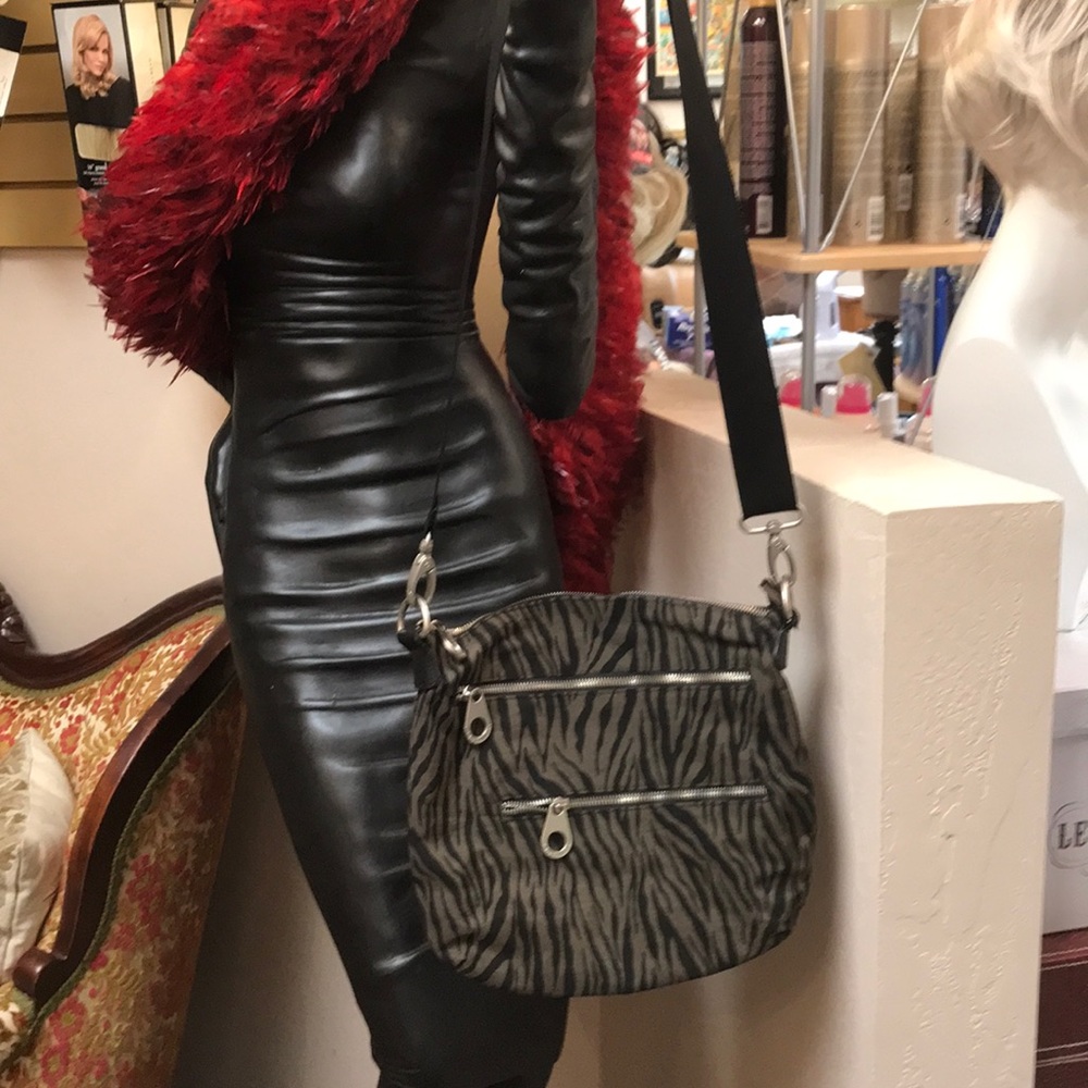 Baggallini Zebra Lined Nylon Cross Body Bag